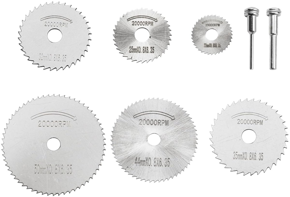 8 stuks snijschijven van snelstaal voor draaigereedschap, 6 HSS-messen (22/25/32/35/44/50 mm) en 2 rechte boorkopen - ShopVlot
