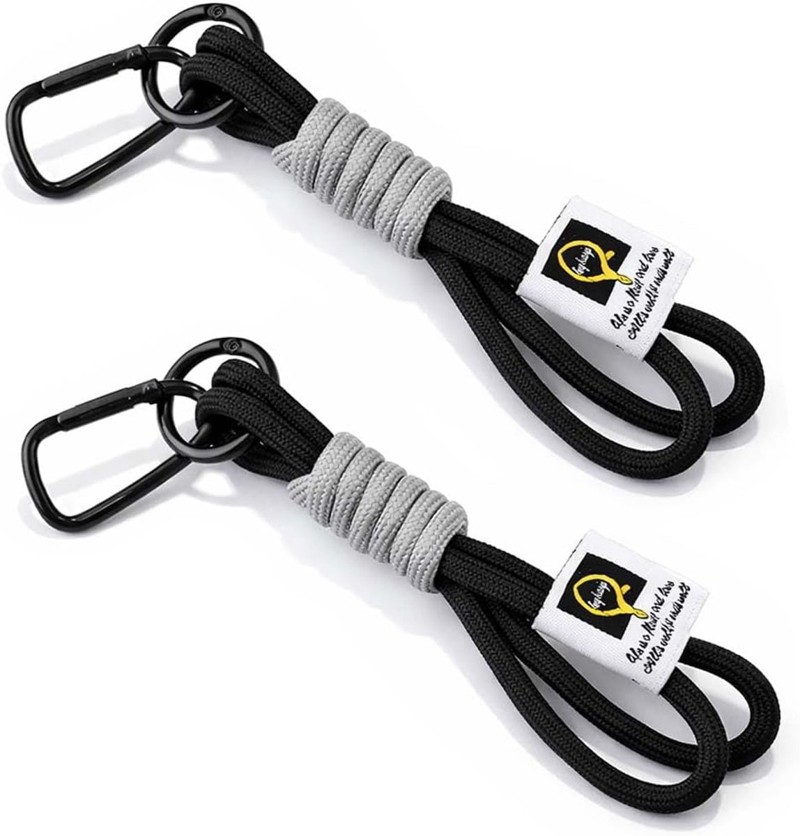 2 gevlochten koord, nylon touw, zwarte universele rugzak touwkoord, voor outdoor rugzak, sleutelhanger - ShopVlot