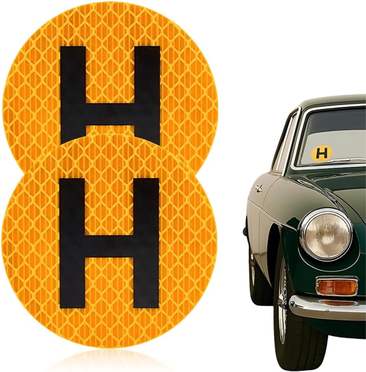 Twee magnetische autostickers, stickers voor binnen en buiten van het voertuig, voor bestuurders, geel - ShopVlot