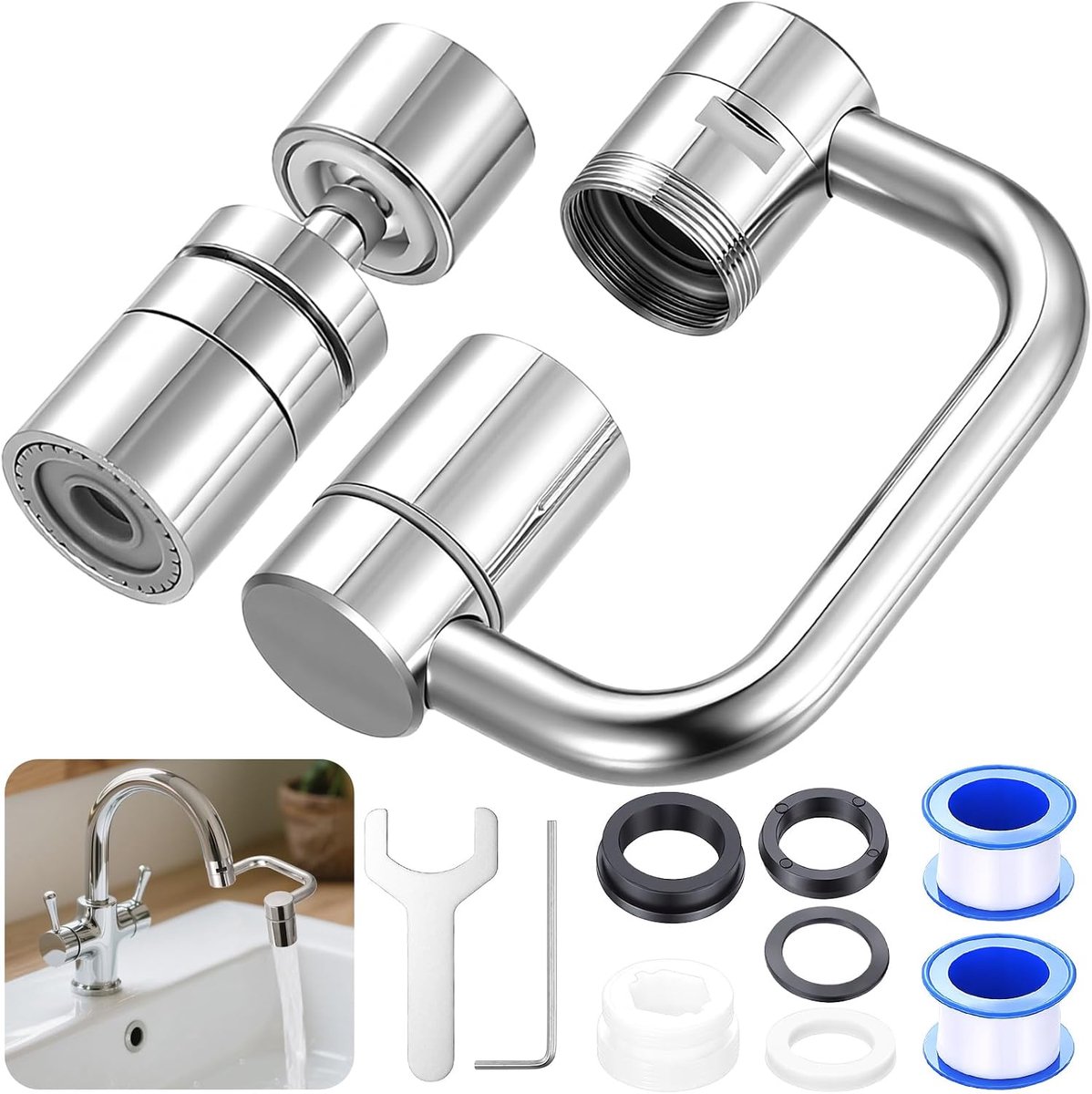 1080° Rotatable Faucet Extender & Faucet Extender for Sink Swivel Faucet Aeration Extension Multifunctional Kitchen - ShopVlot
