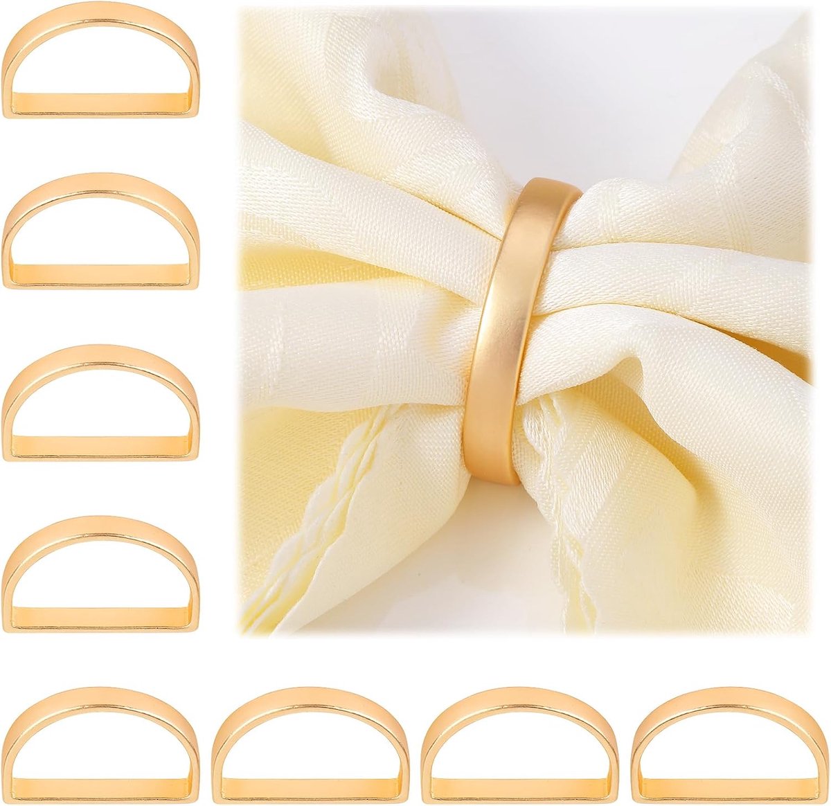 Napkin Rings Gold 8 Pcs Metal Napkin Ring D Ring Napkin Buckles for Wedding Party Christmas Anniversary Birthday - ShopVlot