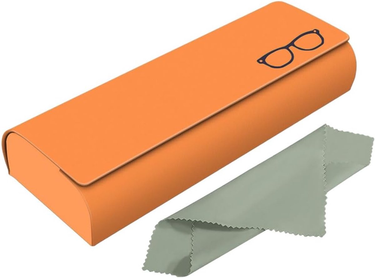 Glasses Case Hard Case, Premium PU Leather Glasses Case Black Glasses Case Women and Men Comes with a Microfiber Cloth - ShopVlot