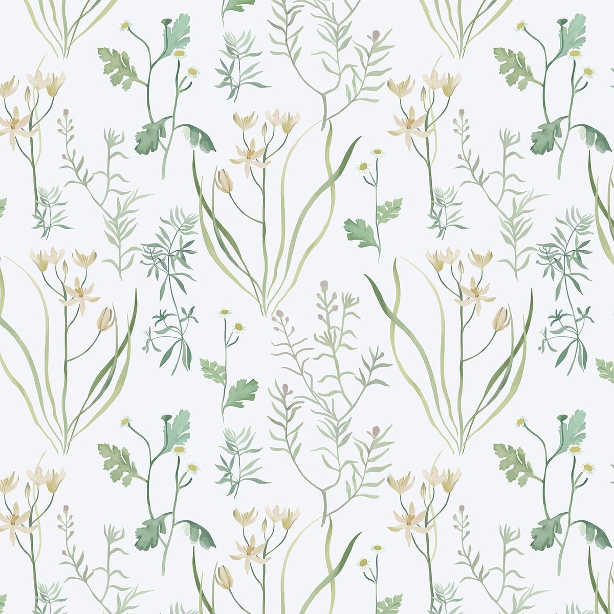 Timeet Wallpaper Self-Adhesive 41 x 300 cm Adhesive Film White Green Leaves Flowers Self-Adhesive Wallpaper Plants - ShopVlot