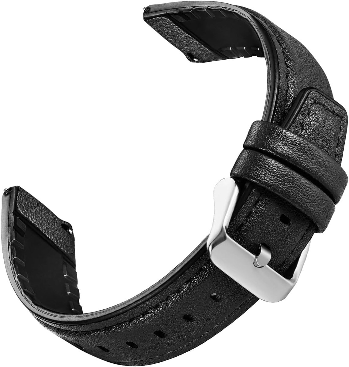 MEGALITH 22mm Quick Release Watch Straps, Silicone Leather: Black, Replacement Watch Strap, Compatible with Smartwatch - ShopVlot