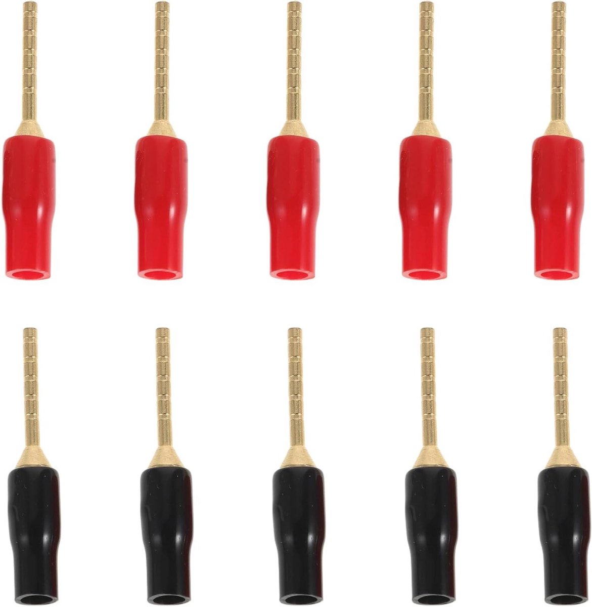 Banaanstekkers Luidsprekerkabels - Luidsprekerconnectoren Goud - Audio Verbindingen Maken - Vergulde Contacten - 10 Stuks - Zwart en Rood