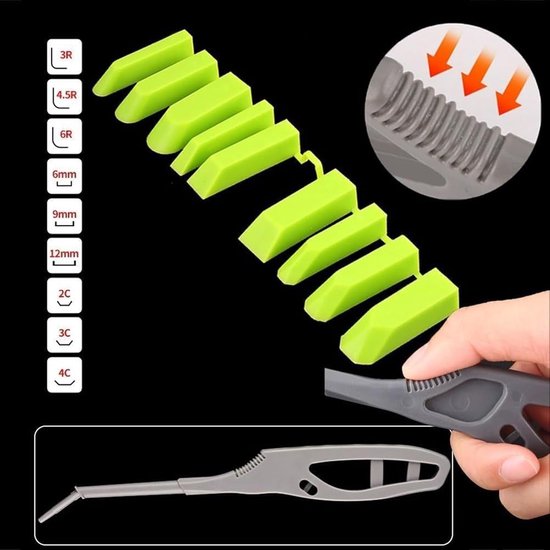 Kitgereedschap Set - Voegenmes Kitspatel - Strak Afwerken - 9 Wisselbare Opzetstukken - 22 x 3 cm - Grijs — afbeelding 4