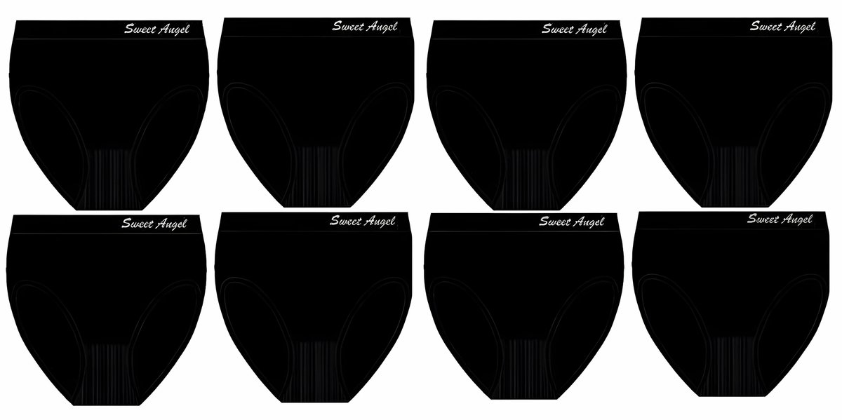 Sweet Angel Dames slips hoge taille 8-pak - Zwart - XL