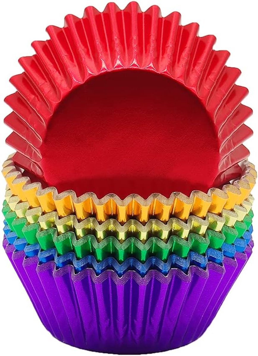 Rainbow Cupcake Gevallen Muffin Folie Papier Bakken Cups (6 Kleuren