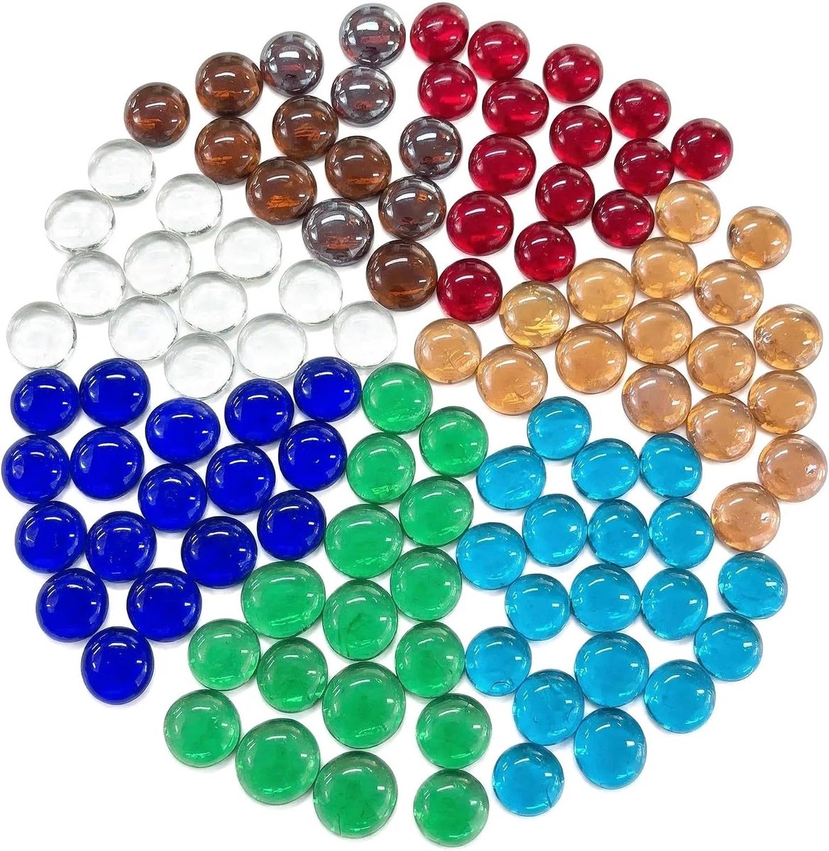 dreuzelstenen van glas 900 g (ca. 190 stuks) | 17-22 mm kleurrijke glazen stenen | decoratieve stenen voor vazen, aquarium, bloempotten & DIY
