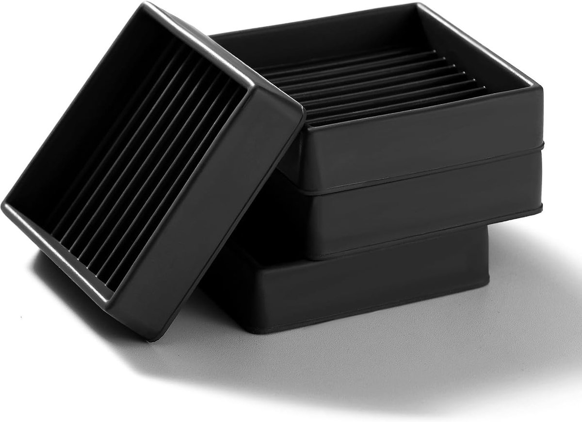 4 Stuks 5.1cm Vierkante Antislip Meubelkussens, Bedstoppers Rubberen Meubelpoten, Meubelonderzetters voor Hardhouten Vloeren, voor Bedkast Bankstoel Tafelpiano, Zwart
