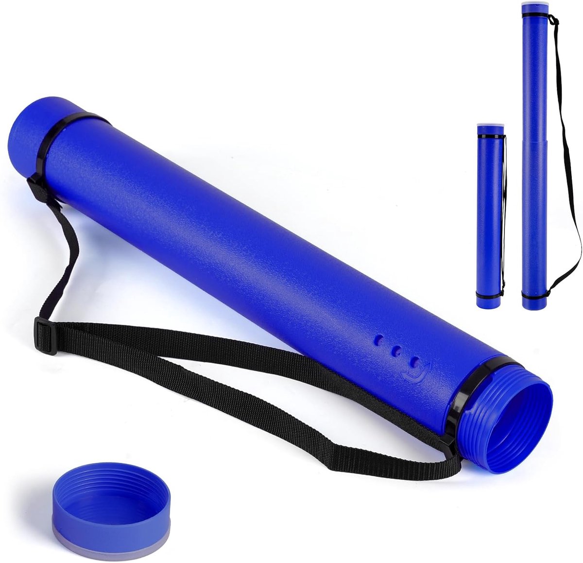 Telescopische Posterrol A0,Transportrol Tekenrol,63–107 cm,Houder voor afbeeldingen,posters en flipoverpapier,Verstelbare lengte en draagriem,Plastic tekeningen,1 stuk(Donkerblauw)