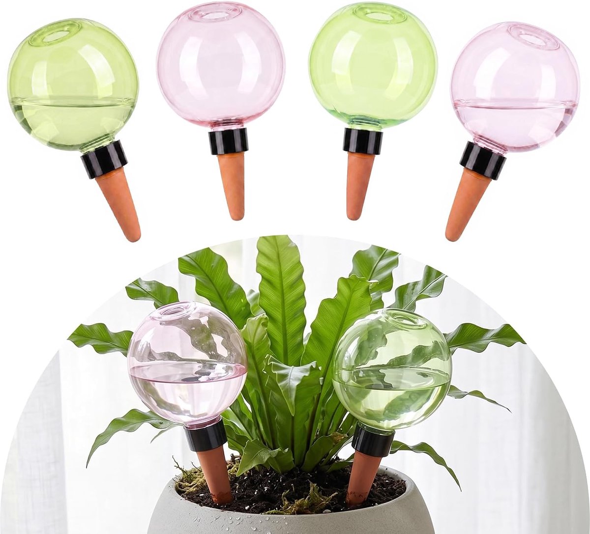 4 irrigatieballen voor planten, 500 ml, waterdispenser | Bewateringsballen voor planten, automatische irrigatie voor planten, automatische irrigatieballen, water, planten vakantie