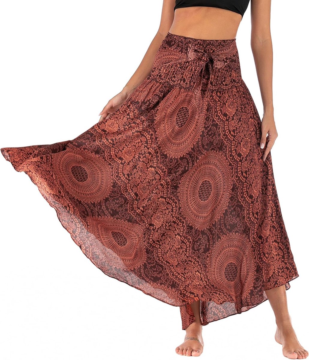 Dames 5 cm 1 Vintage Maxi Rok Bloemenprint Bohemen Hoge Taille Zomer Lange Jurken Elegante A-lijn Rok voor Party Strand Foto's