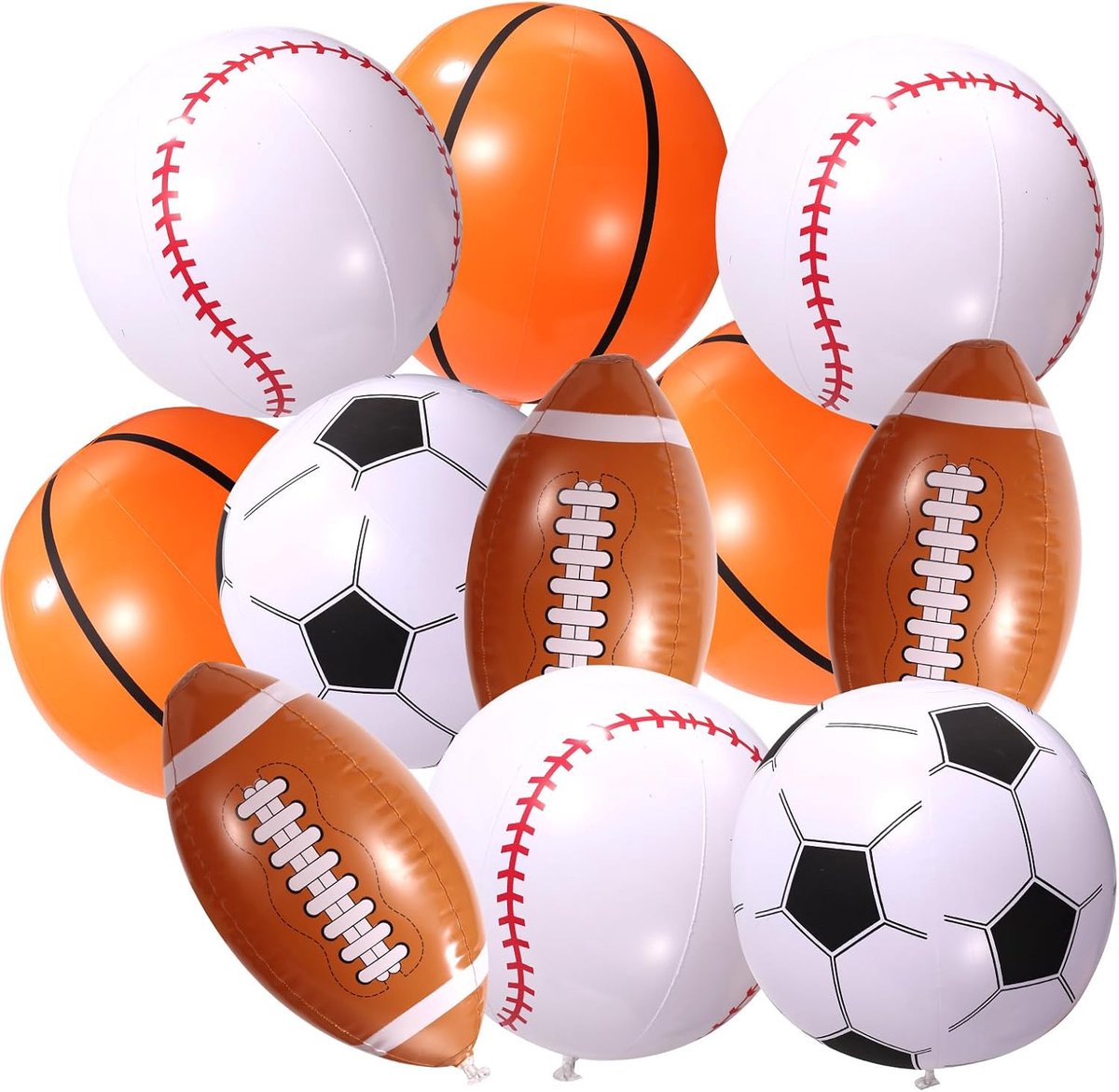 Strandballen, Grote Sportthemafeestballen Basketbal Voetbal American Football Honkbal Strandballen voor Sportspelletjes en Feestjes (4 Stijlen)