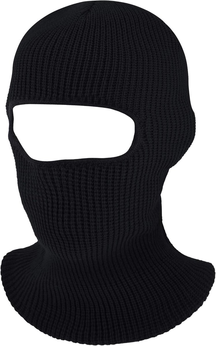 Ademende Multifunctionele Winddichte Gebreide Ski Masker Met 1 Gat Voor Volwassenen - Winter Motorfiets Gezichtsmasker (Zwart)