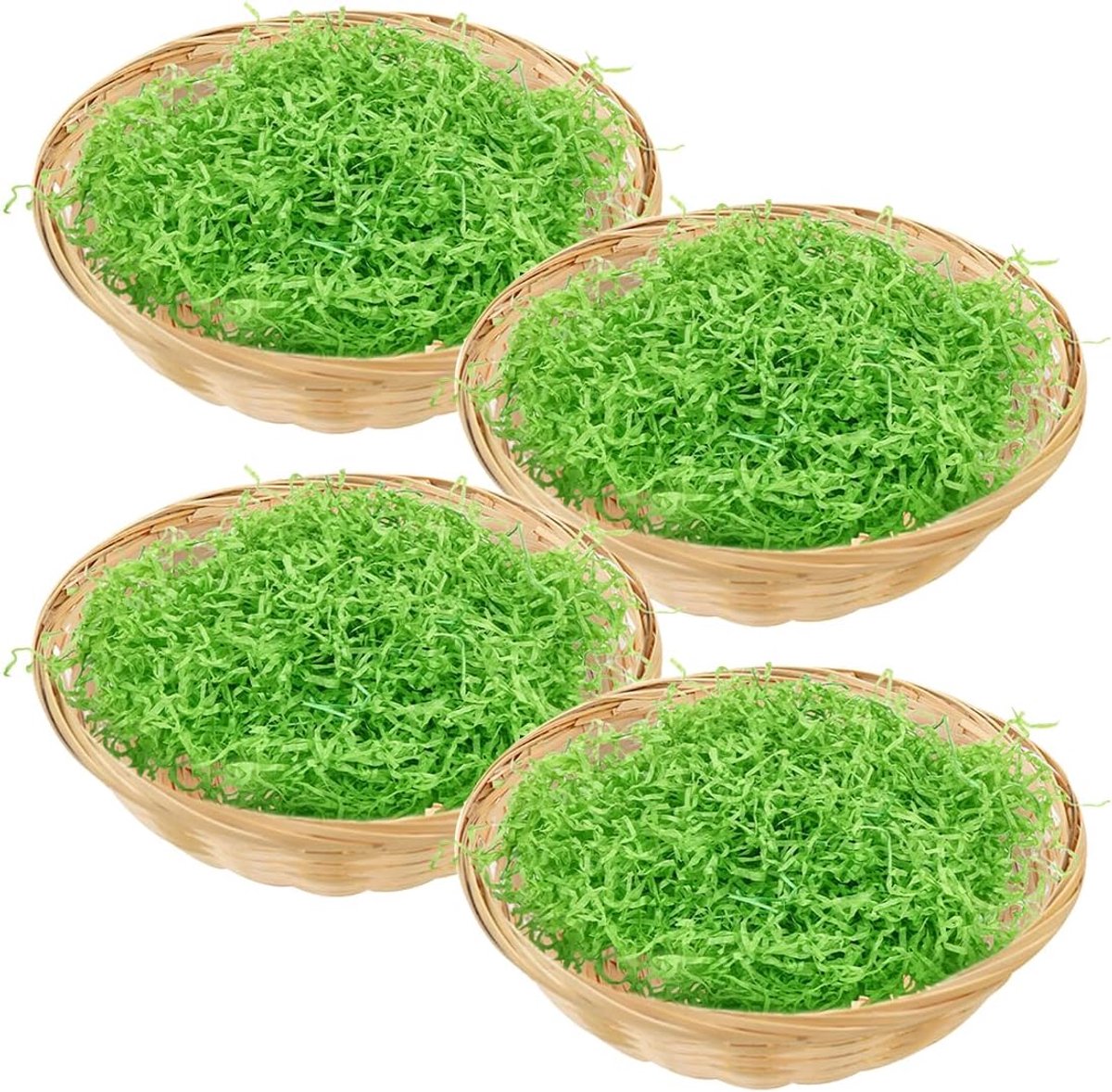 4 paasmanden + 200 g paasgras, manden van wilgentenen, manden voor paaseieren, paasmanden voor kinderen, paasmanden voor kunsthandwerk, cadeau voor paasdecoratie