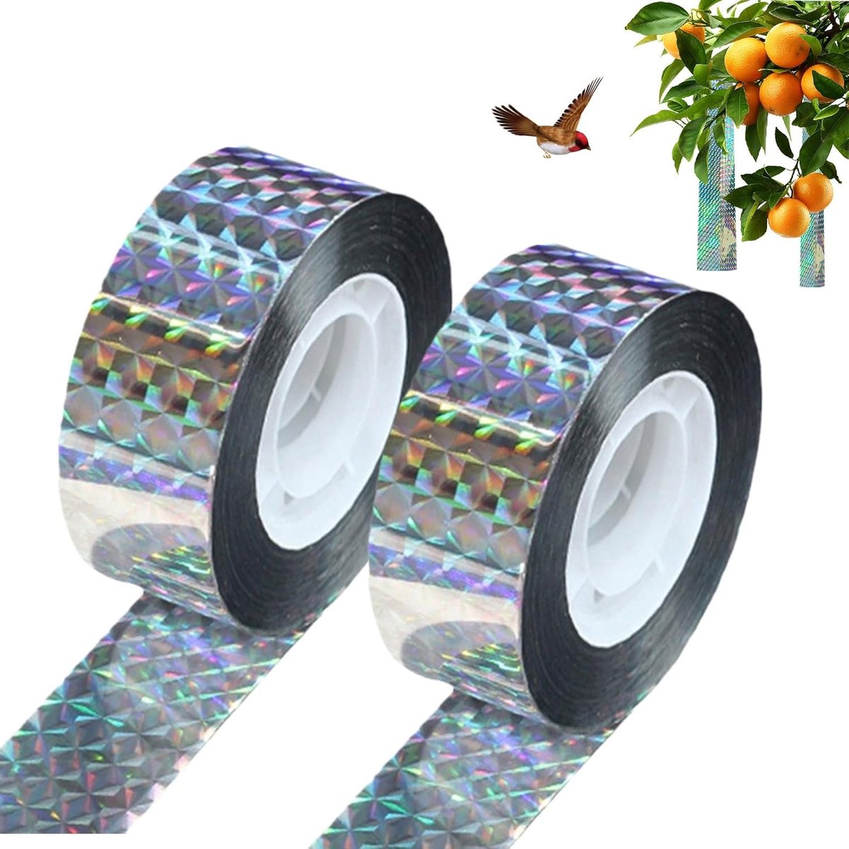 2 rollen 80 m x 2,4 cm vogelafweer, vogelband, vogelafweer, duivenafweer, balkon, duiven verdrijven, reflecterende vogelafweerband, duivenverschrikker, vogeltape voor het beschermen van tuinen
