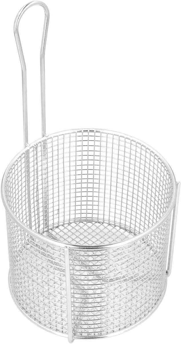 Frituurmand RVS - Frietmand Mandje - Eten Frituren - Dicht Gaas - 21 cm - Zilver