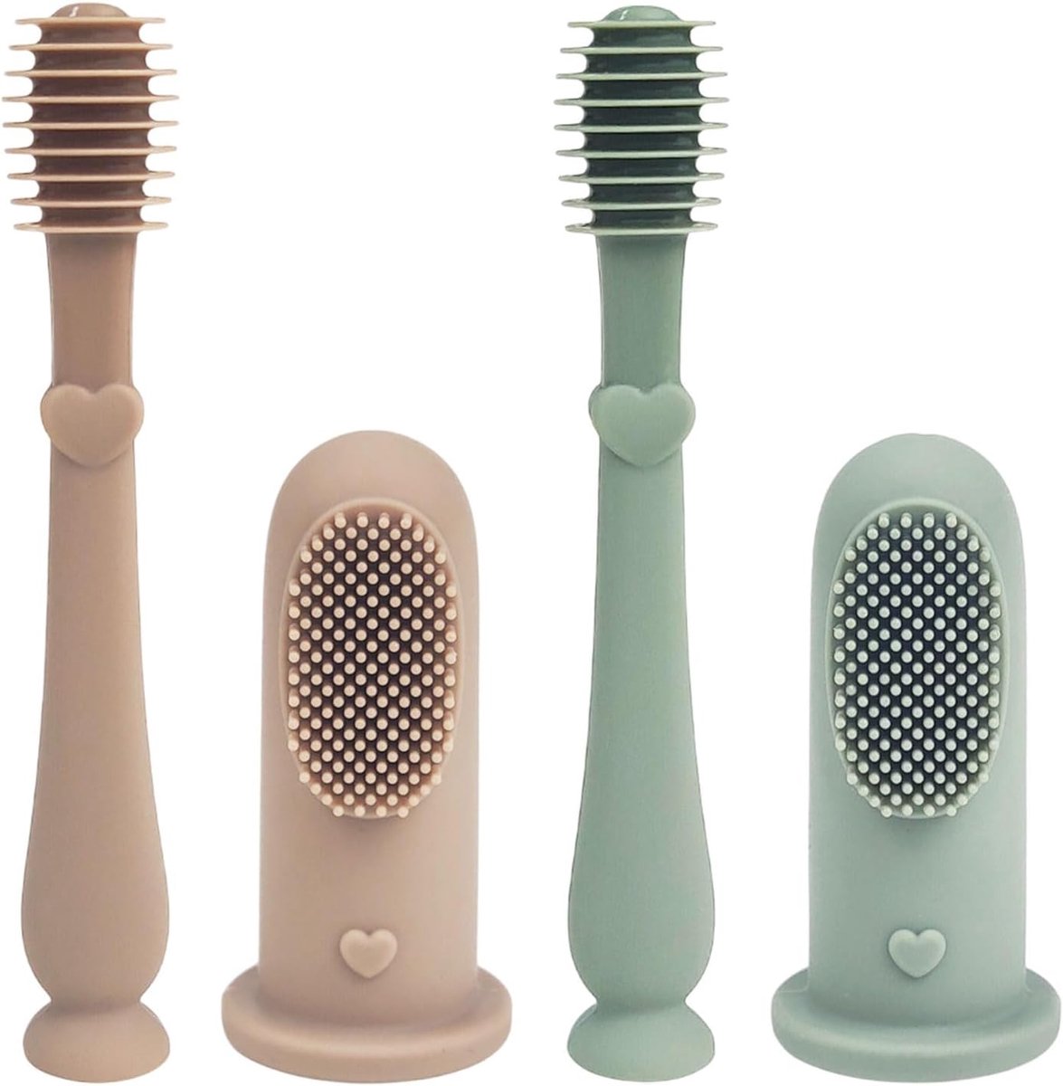 Set van 4 siliconen babyvingertandenborstel, tong, mondreiniger, tandreiniger voor baby's, zuigelingen, peuters, 0-36 maanden, tandheelkundige mondverzorging