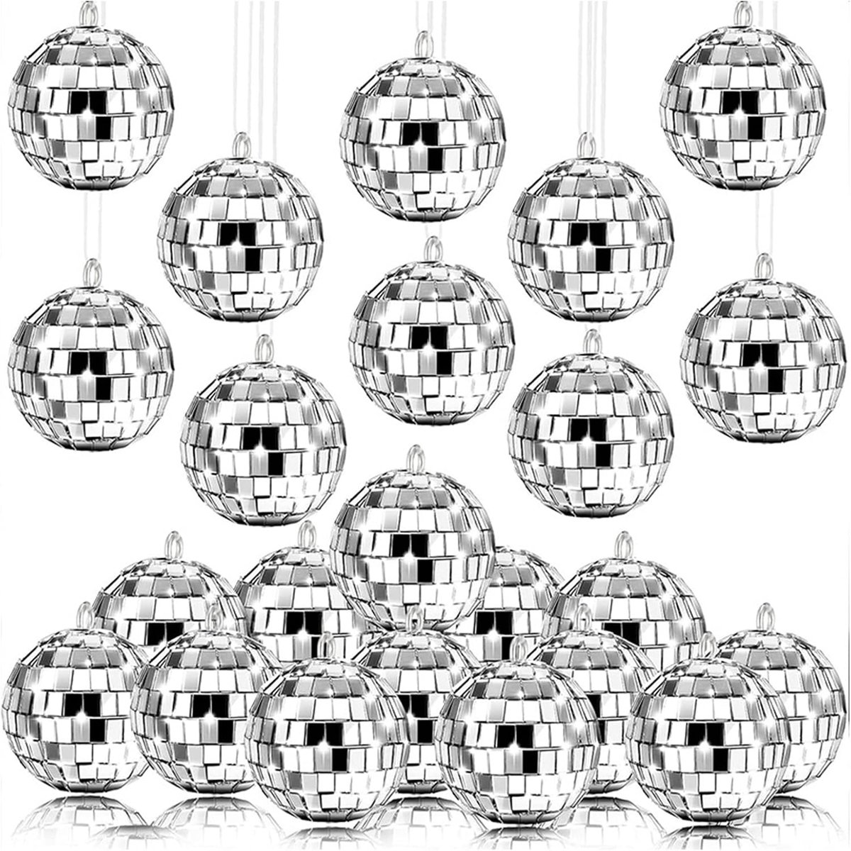 spiegelbal, 24 stuks, decoratieve discoballen, kerstballen, spiegelbal, spiegelbal, spiegelbal, kleine discoballen om op te hangen, voor kerstboom, bruiloft, thuis, feest