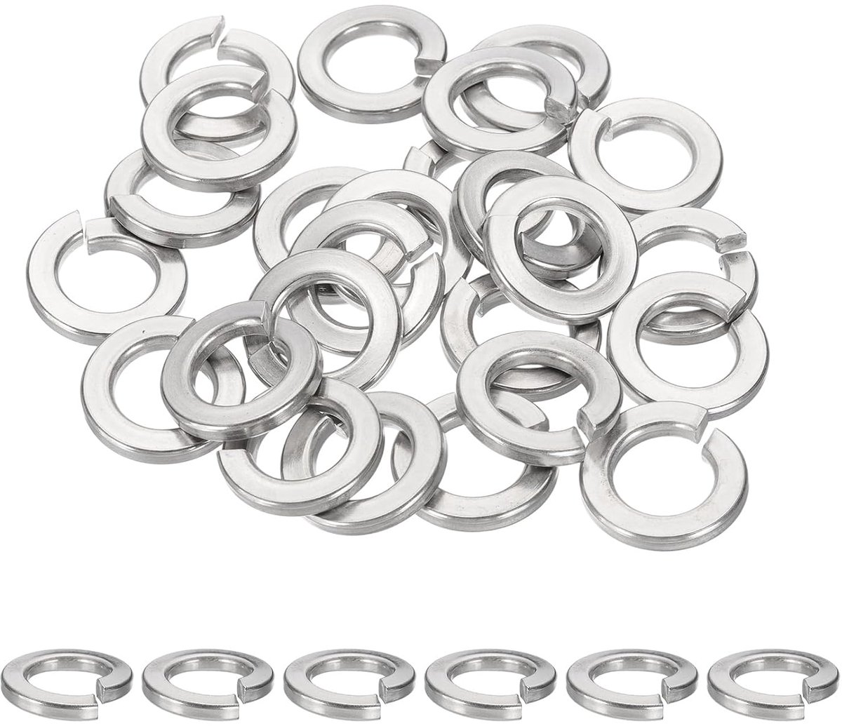 25 stuks veerringen 1/2 veerringen roestvrij staal 304 sluitringen V2A spletring, borgschijf, enkele spoel, vierkante schijf, afdichtring voor bouten/schroef, zilver