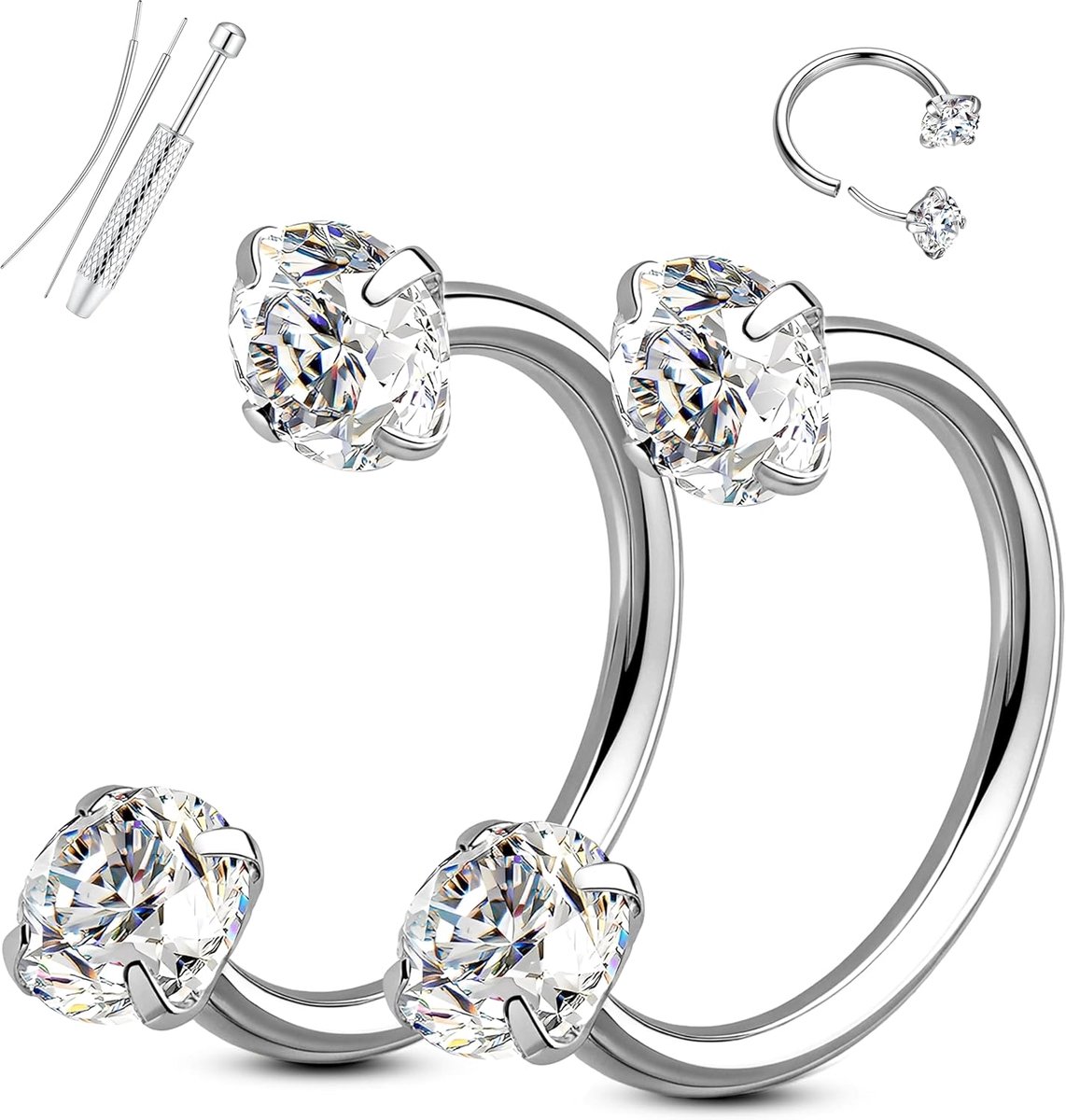 Hoefijzer neuspiercing voor dames 6-8 mm neusring piercing sieraden