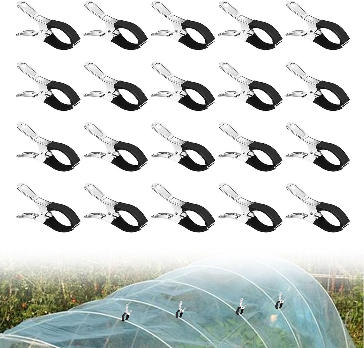 20 stuks klemmen metaal voor zwembadafdekking, bevestigingsklemmen met beschermfolie, dekzeilclips, klemklemmen voor bovengrondse zwembaden, klemklemmen met sterke spankracht voor fotografie en