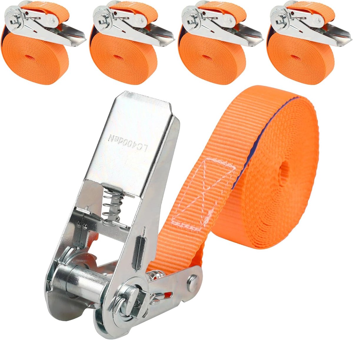SnelShoppen - Set van 4 Lashing Straps 25 mm x 5 m Zonder Haken, Ideaal voor Vrachtwagens, Bestelwagens en Transport
