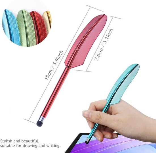8 stuks stylus voor touchscreens, meerkleurig, veervormig, universeel, hoge gevoeligheid, capacitieve styluspen, touchpen, Kindle tablets, smartphones en andere touchscreen-apparaten — afbeelding 2