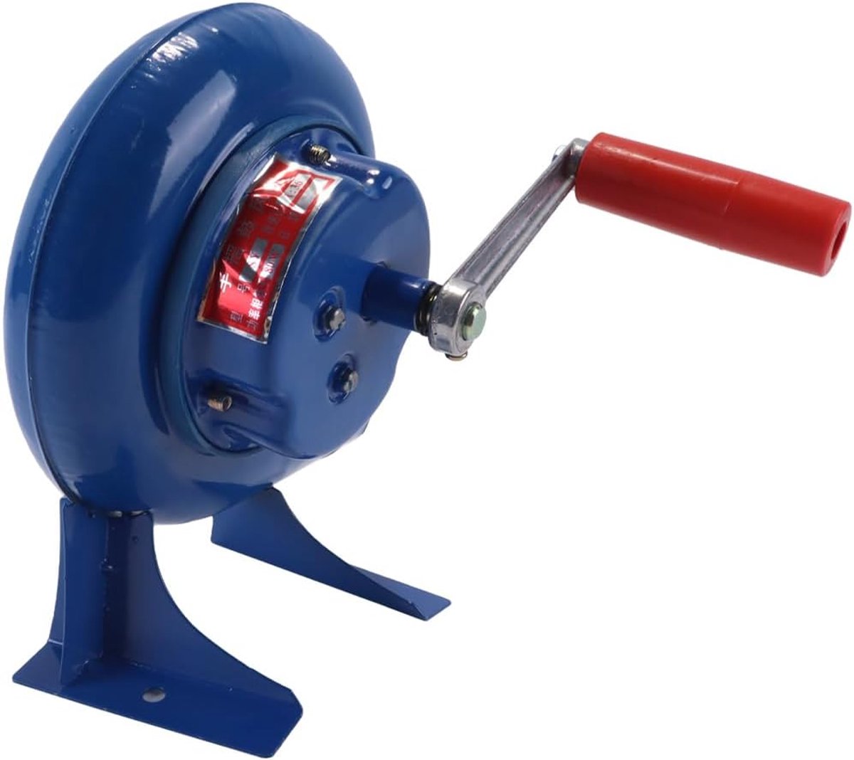 Handaangedreven ventilator voor buiten, barbecue, grill, 80W, gietijzeren tandwielkast, stalen behuizing, voor kamperen, picknicken, smeden en smeden.