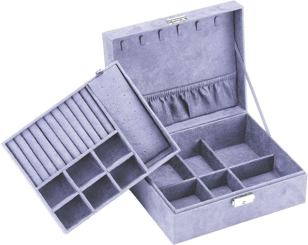 Juwelendoos met 2 niveaus - Sieraden organizer - Sieraden opbergen - Afsluitbaar met sleutel