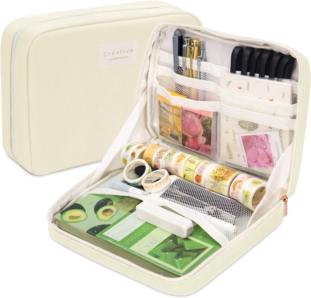 SnelShoppen - Organizer Etui, Grote Capaciteit Pennen Etui, Multifunctionele Pennen Etui, Esthetische Duurzame Canvas Pennen Etui, Geschikt voor Schoo