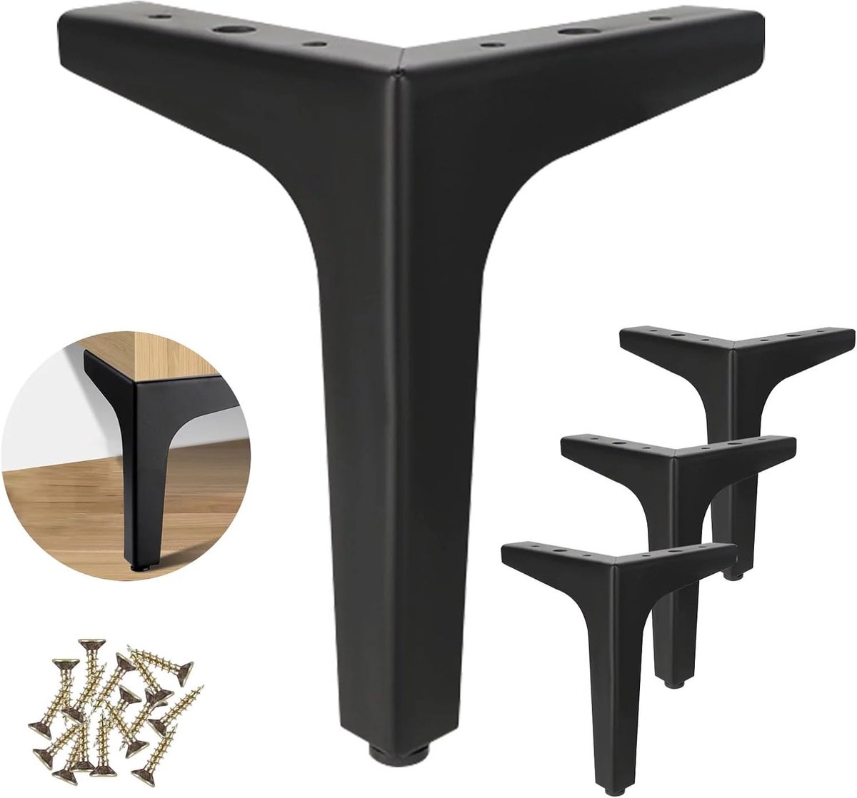 SnelShoppen - 4 stuks meubelpoten, zwarte metaal, tafel- en kastpoten, driehoekige tafelpoten 10 cm, TV meubelpoten, kastpoten voor kast, TV kasten, b