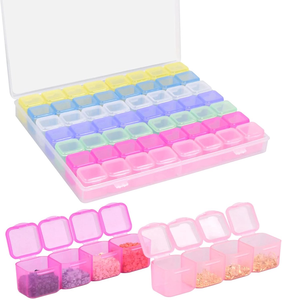 SnelShoppen - 56 Compartimenten Diamant Schilderen Opbergdoos Plastic Sorteringskast Nagelkunst Organizer Kast Kleine Onderdelen Opbergdoos Duidelijke