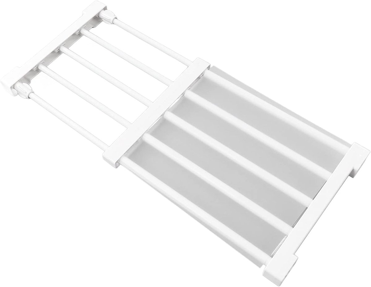 SnelShoppen - Tension Shelf Uitschuifbare, Verstelbare Plank Organizer voor Kast, Opbergrek zonder Spijkers voor Kleding, Schoenen, Boeken (38-55cm)