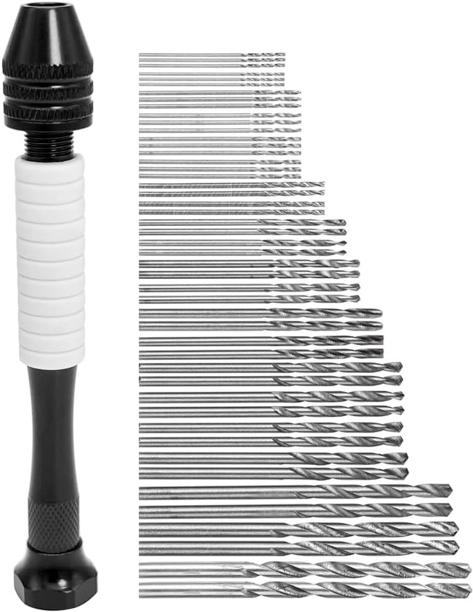 Handboor met 48 Micro Helicoidale Boorbits - Precisie Mini Handboor voor Hout en Sieraden - Ideaal voor Detailwerk - ShopVlot