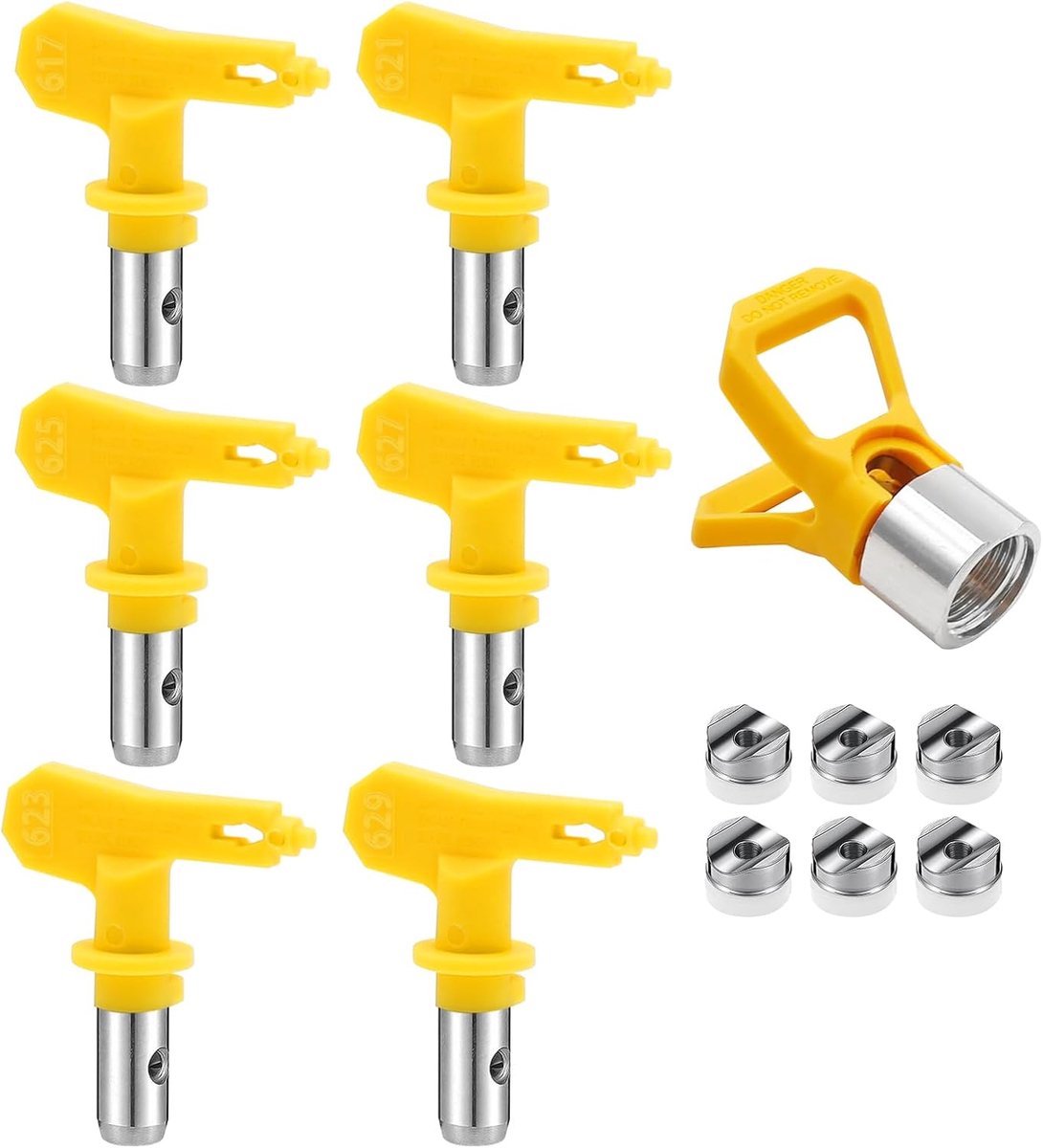 Airless nozzles set van 6 - puntenafdichting - voor airless verfspuit systemen - duurzaam en eenvoudig te vervangen - ShopVlot