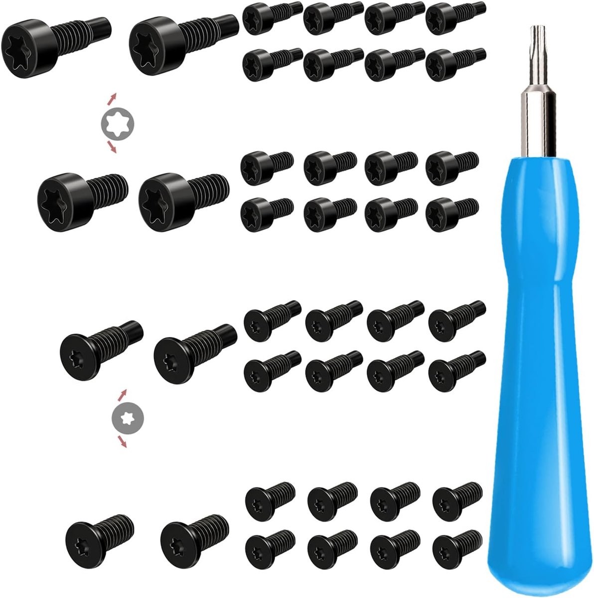SnelShoppen - Beveiligingsset voor Deurbel en Videobel - Dubbele Schroevendraaier Torx T6 T15 - 40 Schroeven - Blauw - Chroom Vanadium Staal
