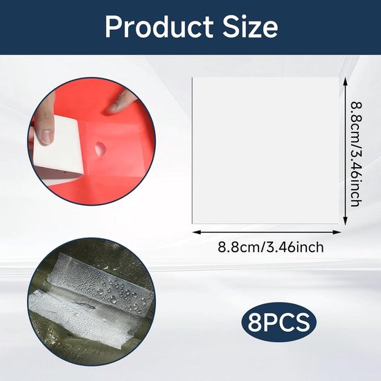 Nano-waterdichte reparatieset met 8 zelfklevende patches voor onderwater gebruik, ideaal voor opblaasbare zwembaden, luchtbedden en rubberboten, transparante TPU-reparatieoplossingen — afbeelding 5