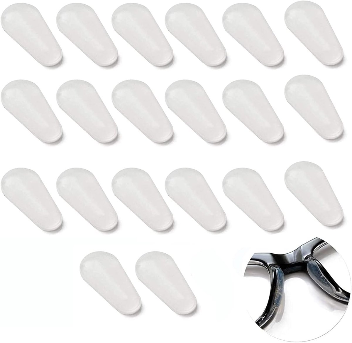10 paar brillenneuspads, siliconen neuspads, antislip, zelfklevende neuspads voor brillen, zonnebrillen, transparant, 1,8 mm