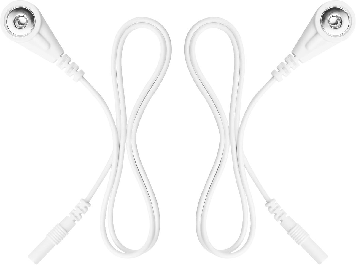 3,5 mm vrouwelijke connector naar 2 mm elektrode-elektrode, vervangende elektrodenkabels voor TENS-apparaat, 2 stuks (3,5 mm mannelijke connector)