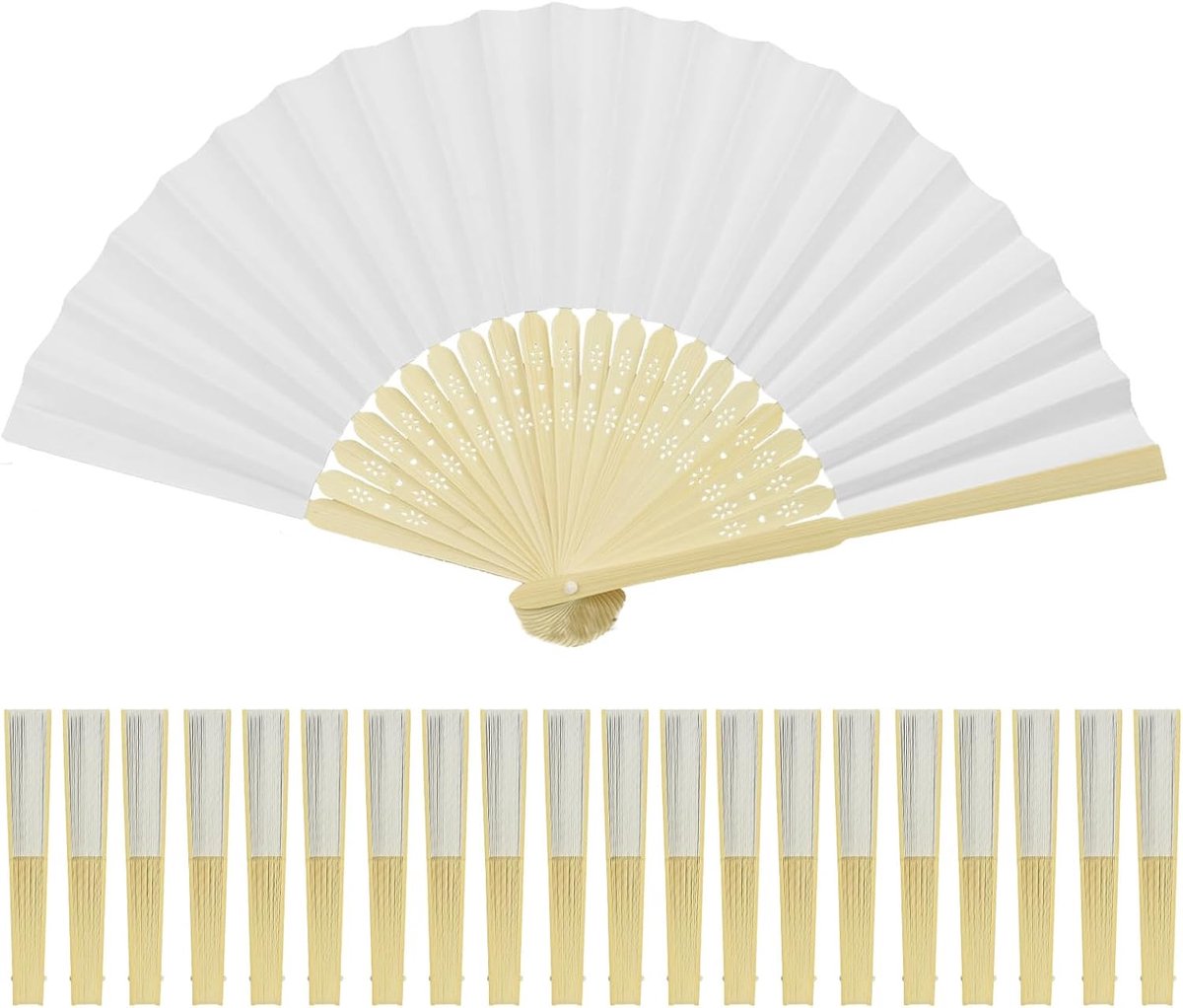 36 stuks papieren fans handheld, witte opvouwbare ventilator, bruiloft decoraties, bruidsmeisje cadeau, vrijgezellenfeest accessoires, doe-het-zelf wanddecoratie, huwelijksgeschenken