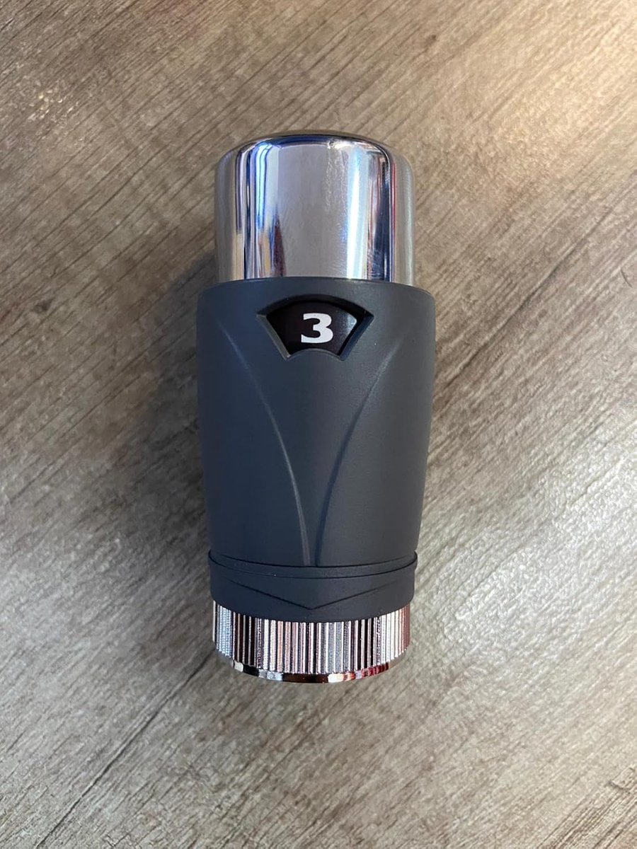 SnelShoppen - Thermostatische Radiator Ventiel Sensor Kop - Geschikt voor Drayton TRV4 - Matte Antraciet / Chroom - M30 Draadverbinding - Enkele TRV K
