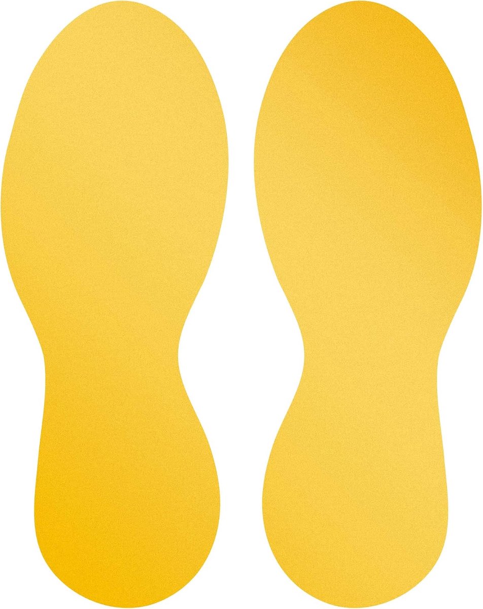 104704 Vloersticker footprint, verwijderbaar, 90 mm x 0,2 mm x 240 mm, 5 paar, geel