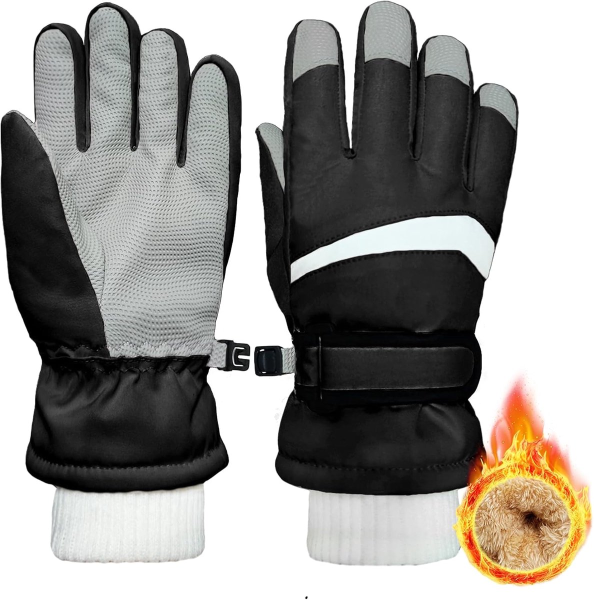 Skihandschoenen voor kinderen, warme fleece winterhandschoenen voor jongens en meisjes, sneeuwhandschoenen, waterdicht, winddicht, voor snowboarden, skiën, fietsen