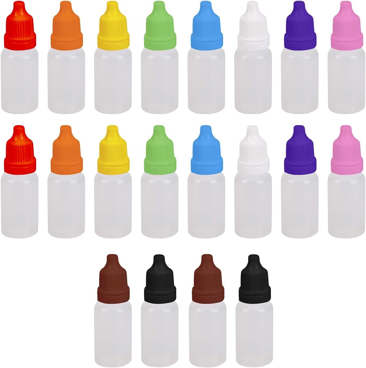 druppelfles, knijpbare druppelfles, 20 stuks vloeistofflessen, lege lege flessen voor vloeibare flessen, kunststof, draagbare plastic fles voor oogvloeistof