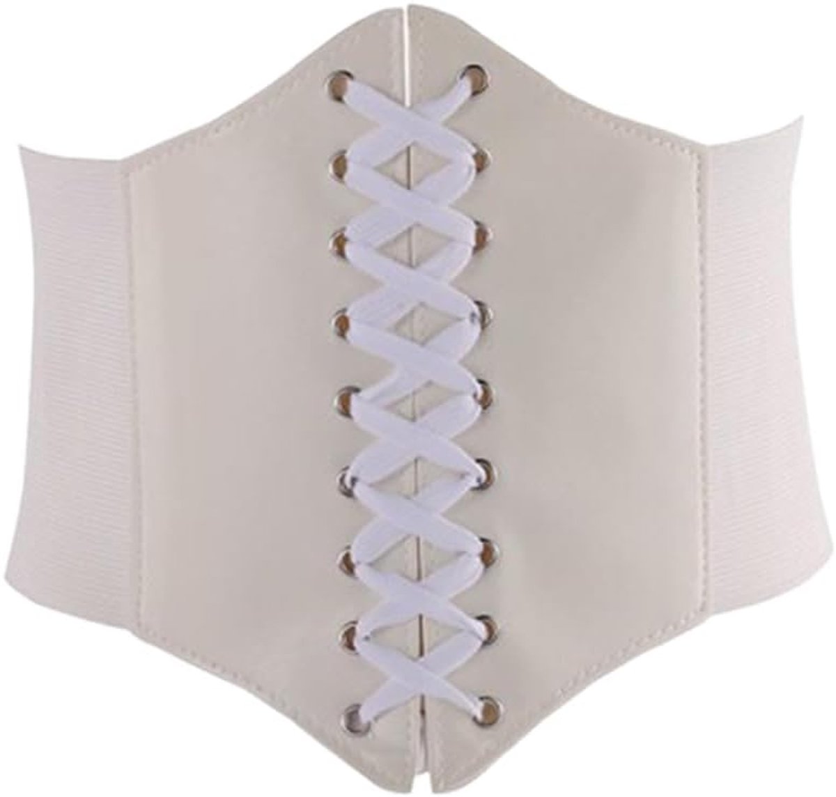 Tied Waspie Riem Dames Meisjes Elastisch Brede Band Elastisch Gebonden Waspie Korset Taille Riem Bustiers Korsetten (Halloween Carnaval Verkleden - Wit, wit, 60-80