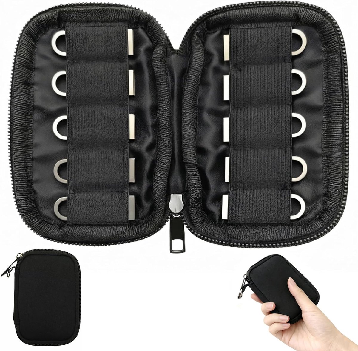 Organizer voor USB-sticks en kabels, draagbare opbergdoos voor flashdrives en kleine elektronische accessoires, ruimtebesparende harde behuizing voor thuis en op kantoor, 1 stuk