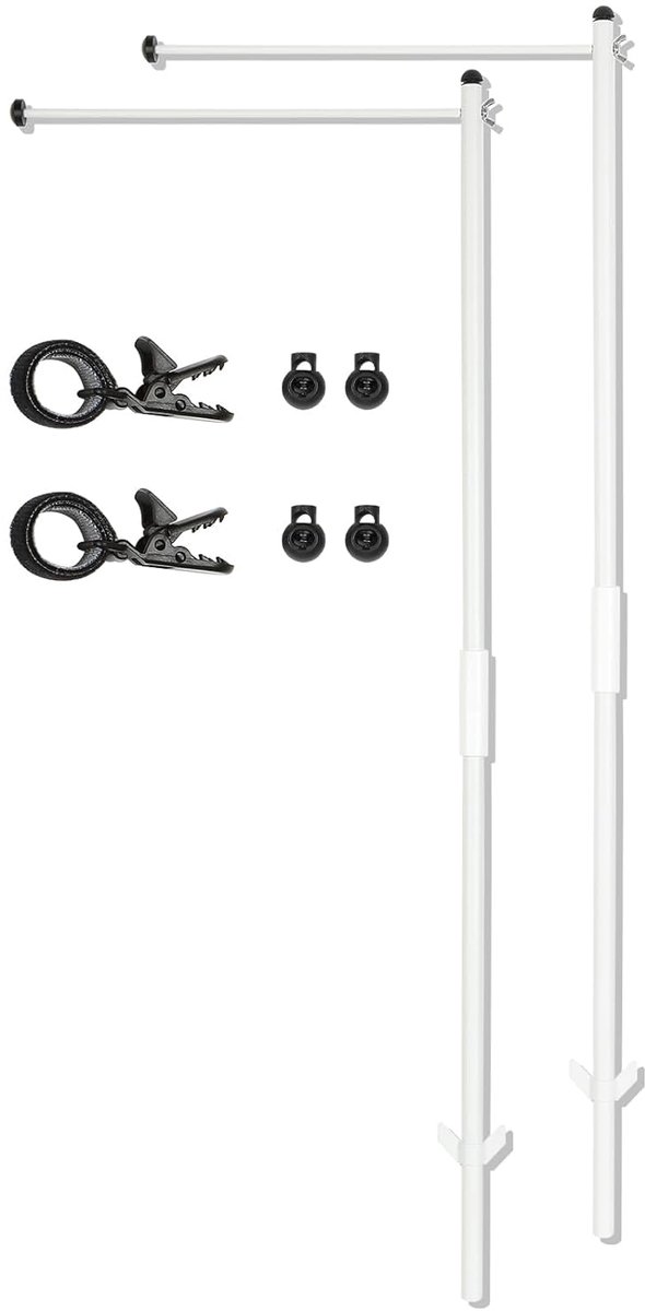 2-Pack vlaggenmast voor tuin vlaggenstang vlaggenstang vlaggenmasthouder montagebeugel - robuust, eenvoudig te monteren, incl. bevestigingsklem & accessoires (wit)
