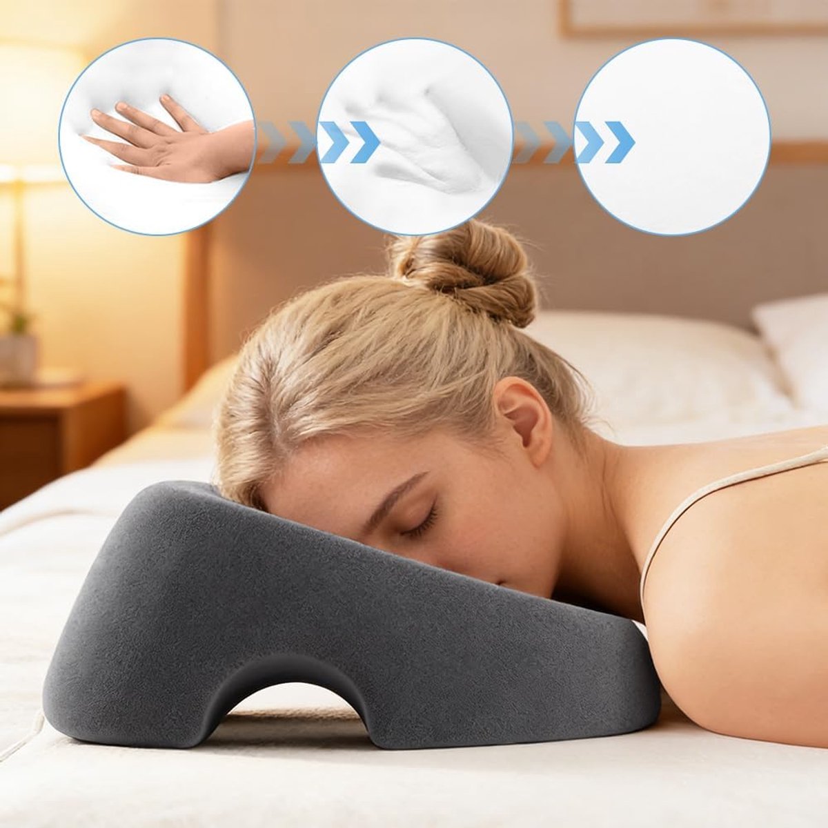 massagehoofdsteun voor bed, U-vormig gatenkussen, gezichtskussen met gat, voor massagestoel, voor spa salon, massagebed, kantoor